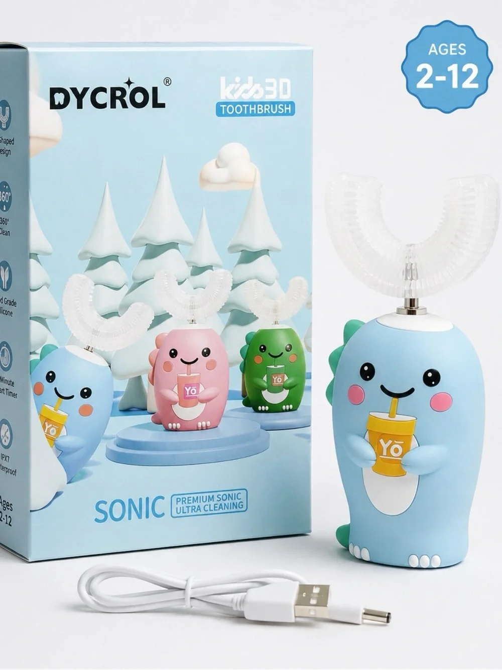 DyCrol Kids Sonic U-Shaped Toothbrush – Blue